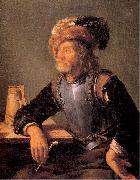 MIERIS, Frans van, the Elder Old Soldier Smoking a Pipe oil painting artist